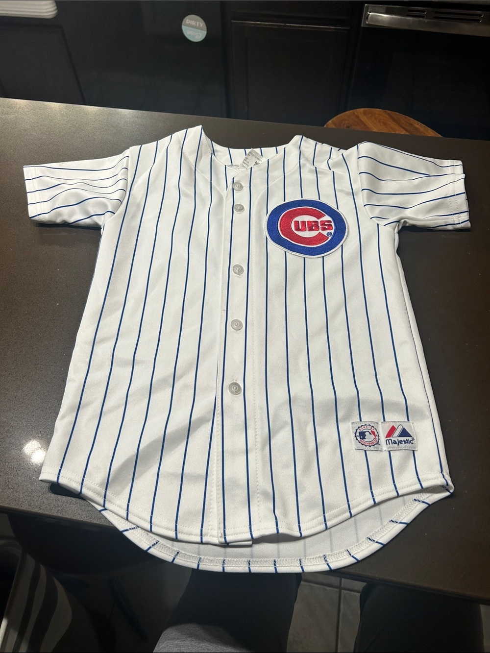 Majestic White and Blue Chicago Cubs Pinstripe Kids Jersey